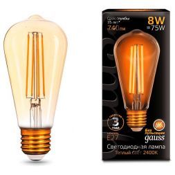 Лампа Gauss 157802008 LED Filament ST64 E27 8W Golden 2400К