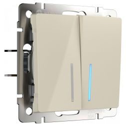 Выключатель 2-клавишный с подсветкой Werkel W1120103 слоновая кость (WL03-SW-2G-LED-ivory)