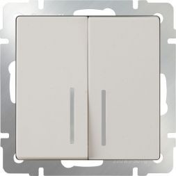 Выключатель 2-клавишный с подсветкой Werkel W1120103 слоновая кость (WL03-SW-2G-LED-ivory)