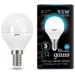 Лампа Gauss 105101210 LED Globe E14 9.5W 4100K