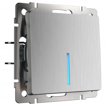 Выключатель 1-клавишный с подсветкой Werkel W1110109 серебро рифленый (WL09-SW-1G-LED)