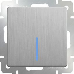 Выключатель 1-клавишный с подсветкой Werkel W1110109 серебро рифленый (WL09-SW-1G-LED)