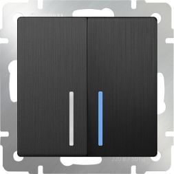 Выключатель двухклавишный проходной с подсветкой Werkel W1122104 графит рифленый (WL04-SW-2G-2W-LED)