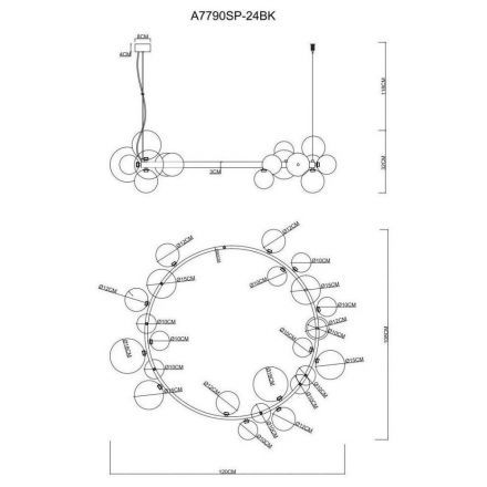 Подвесная люстра Arte Lamp A7790SP-24BK Vincent