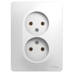 Розетка 2-я без заземления Schneider Electric Glossa Бел (в сборе с рамкой) GSL000120