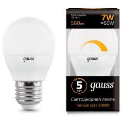 Лампа Gauss 105102107-D LED Globe-dim E27 7W 3000К диммируемая