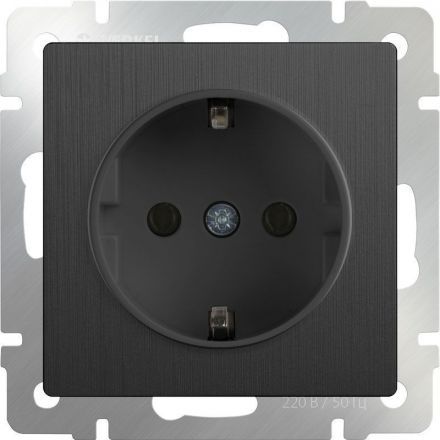 Розетка с заземлением Werkel W1171004 графит рифленый (WL04-SKG-01-IP20)
