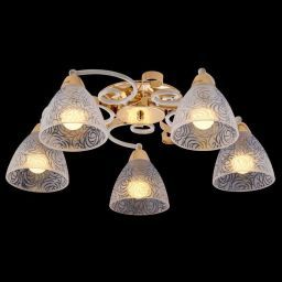 Люстра LV 8837/5 Ингрид E14 60W золото/белый Ф550*Н170 Linvel (LINVEL LV 8837/5 E14 60W золото/белый Ф550*Н170)