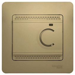 Термостат электронный теплого пола с датчиком Schneider Electric Glossa Титан, 10A (в сборе с рамкой) GSL000438