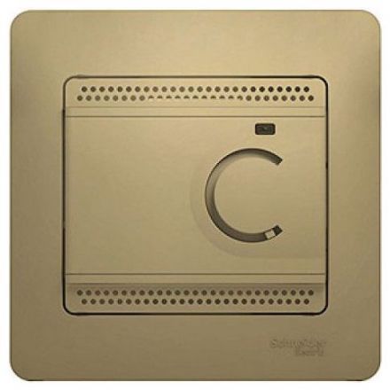 Термостат электронный теплого пола с датчиком Schneider Electric Glossa Титан, 10A (в сборе с рамкой) GSL000438