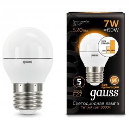Лампа Gauss 105102107-S LED Globe E27 7W 3000K step dimmable