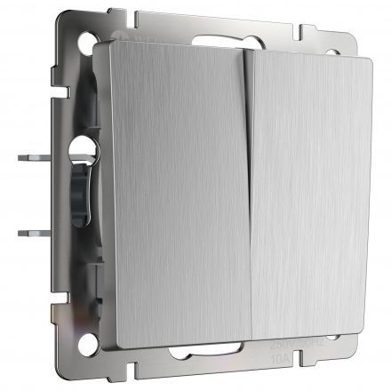 Выключатель 2-клавишный Werkel W1120009 серебро рифленый (WL09-SW-2G)