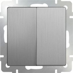 Выключатель 2-клавишный Werkel W1120009 серебро рифленый (WL09-SW-2G)