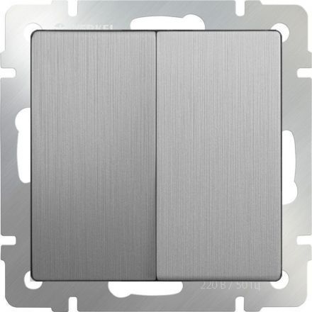 Выключатель 2-клавишный Werkel W1120009 серебро рифленый (WL09-SW-2G)