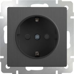 Розетка с заземлением и шторками Werkel W1171104 графит рифленый (WL04-SKGS-01-IP44)