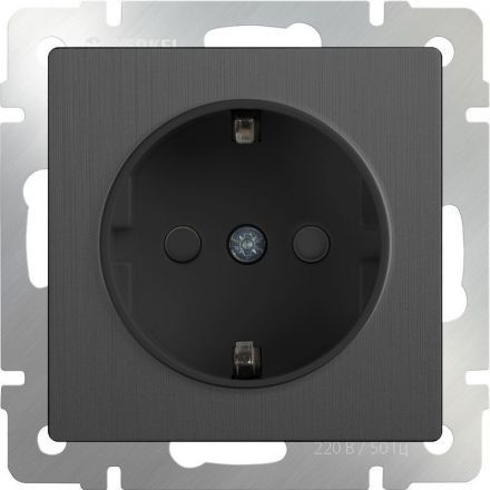 Розетка с заземлением и шторками Werkel W1171104 графит рифленый (WL04-SKGS-01-IP44)