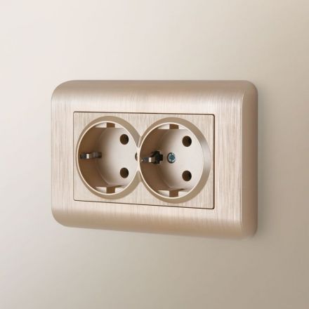 Рамка для двойной розетки Werkel W0082111 шампань (WL12-Frame-01-DBL)