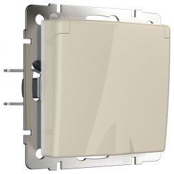 Розетка с з/к с крышкой и шторками Werkel W1171203 слоновая кость (WL03-SKGSC-01-IP44-ivory)