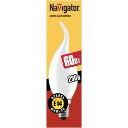 Лампа Navigator FC E14 60W свеча на ветру NI-FC-60-230-E14-FR матовая