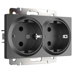 Розетка двойная с заземлением Werkel W1172004 графит рифленый (WL04-SKG-02-IP20)