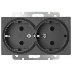 Розетка двойная с заземлением Werkel W1172004 графит рифленый (WL04-SKG-02-IP20)