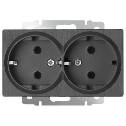 Розетка двойная с заземлением Werkel W1172004 графит рифленый (WL04-SKG-02-IP20)