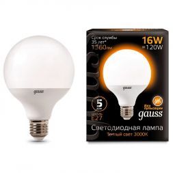 Лампа Gauss 105102116 LED G95 E27 16W 3000K