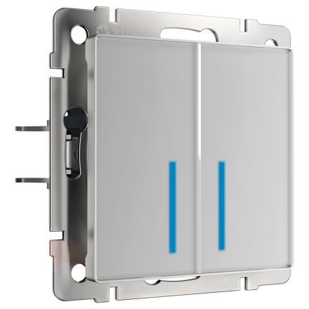 Сенсорный выключатель двухклавишный с подсветкой 1000 Вт (серебряный) Werkel W4520006