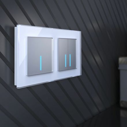 Сенсорный выключатель двухклавишный с подсветкой 1000 Вт (серебряный) Werkel W4520006