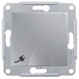 Розетка 1-я Schneider Electric Sedna Алюминий с/з с защитными шторками с крышкой IP44