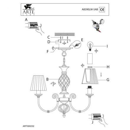 Люстра Arte Lamp A8390LM-5AB