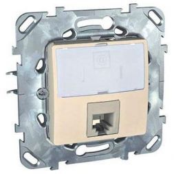 Розетка комп(RJ45) 1-ая Schneider Electric Unica Беж кат 5е с полем для надписи MGU5.421.25ZD