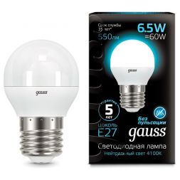 Лампа Gauss 105102207 LED Globe E27 6.5W 4100K