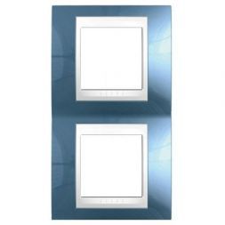 Рамка 2-ая Schneider Electric Unica Хамелеон Голубой лед/Беж вертик MGU6.004V.854