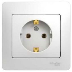 Розетка с заземлением Schneider Electric Glossa Бел (в сборе с рамкой) GSL000142