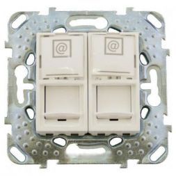 Розетка комп(RJ45) 2-ая Schneider Electric Unica Беж кат 5е с полем для надписи MGU5.2020.25ZD
