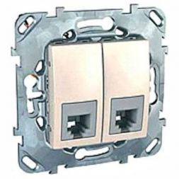 Розетка комп(RJ45) 2-ая Schneider Electric Unica Беж кат 6 с полем для надписи MGU5.2424.25ZD