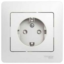 Розетка с заземлением со шторками Schneider Electric Glossa Бел (в сборе с рамкой) GSL000144