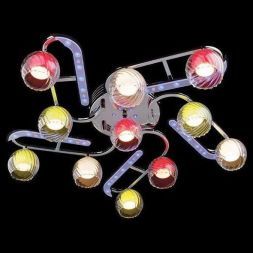 Люстра Eurosvet 0181/11 хром/синий+красный+фиолетовый