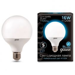Лампа Gauss 105102216 LED G95 E27 16W 4100K