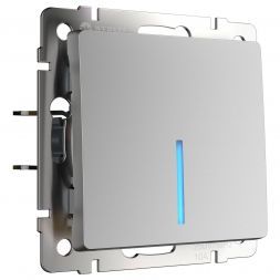 Выключатель 1-клавишный проходной с подсветкой Werkel W1112106 серебро (WL06-SW-1G-2W-LED)