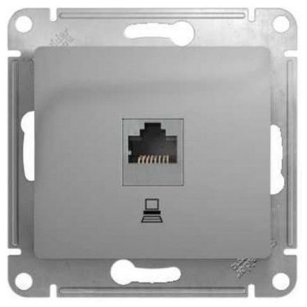 Розетка компьютерная Schneider Electric Glossa Алюминий RJ45 кат.5E GSL000381K