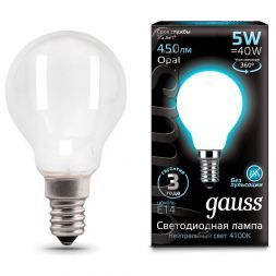 Лампа Gauss 105201205 LED Filament Globe OPAL E14 5W 4100K