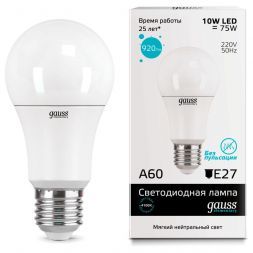 Лампа Gauss 23220 LED Elementary A60 10W E27 4100K