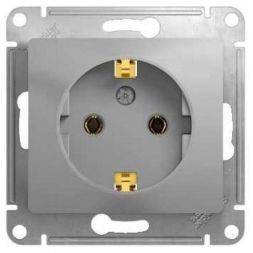 Розетка с заземлением Schneider Electric Glossa Алюминий GSL000343
