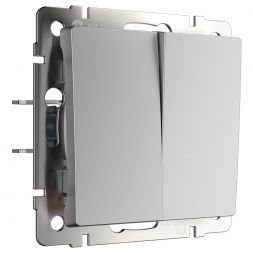 Выключатель 2-клавишный проходной Werkel W1122006 серебро (WL06-SW-2G-2W)