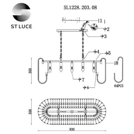 Подвесная люстра ST Luce SL1228.203.08 Grosseto