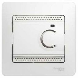Термостат электронный теплого пола с датчиком Schneider Electric Glossa Бел, 10A (в сборе с рамкой) GSL000138