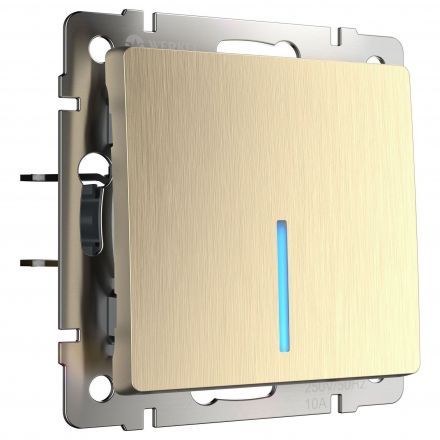 Выключатель 1-клавишный с подсветкой Werkel W1110110 шампань рифленый (WL10-SW-1G-LED)