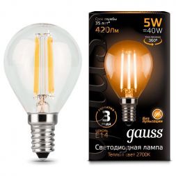 Лампа Gauss 105801105 LED Filament Globe E14 5W 2700K